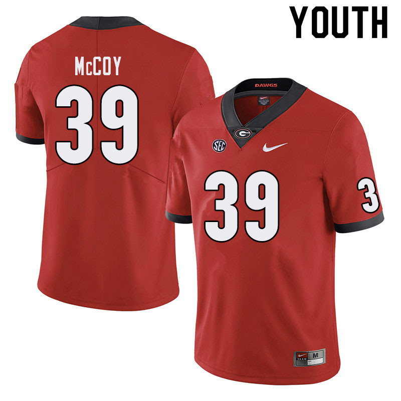 Georgia Bulldogs Youth KJ McCoy #39 Red Stitched College UGA Football Jersey 23NU016WL